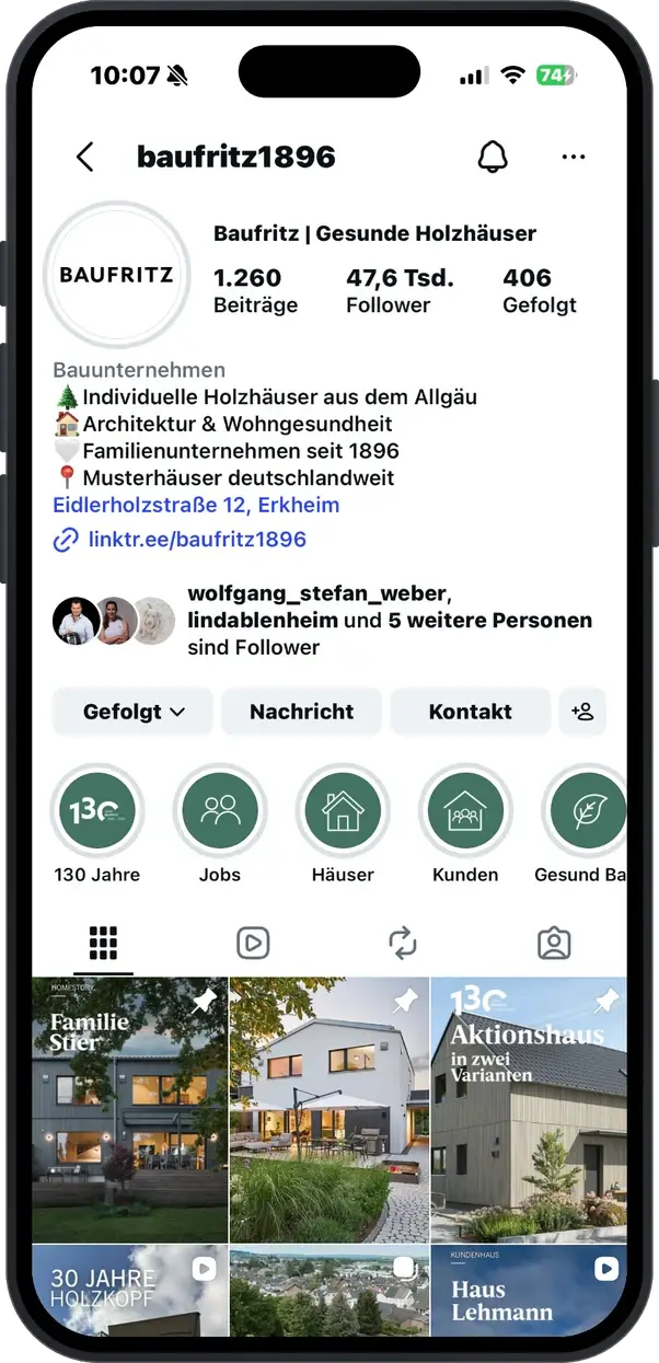 Instagram-Profil von Baufritz