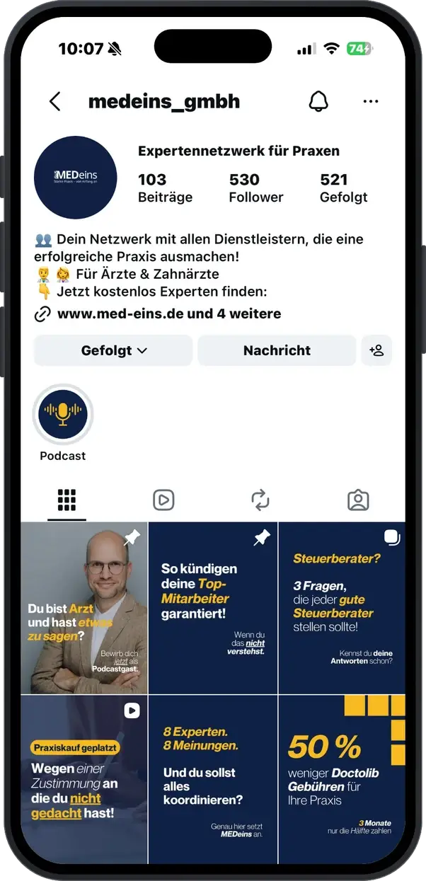 Instagram-Profil von MEDeins